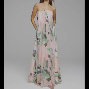 NWT White House Black Market Strapless Drape Gown Size 4P